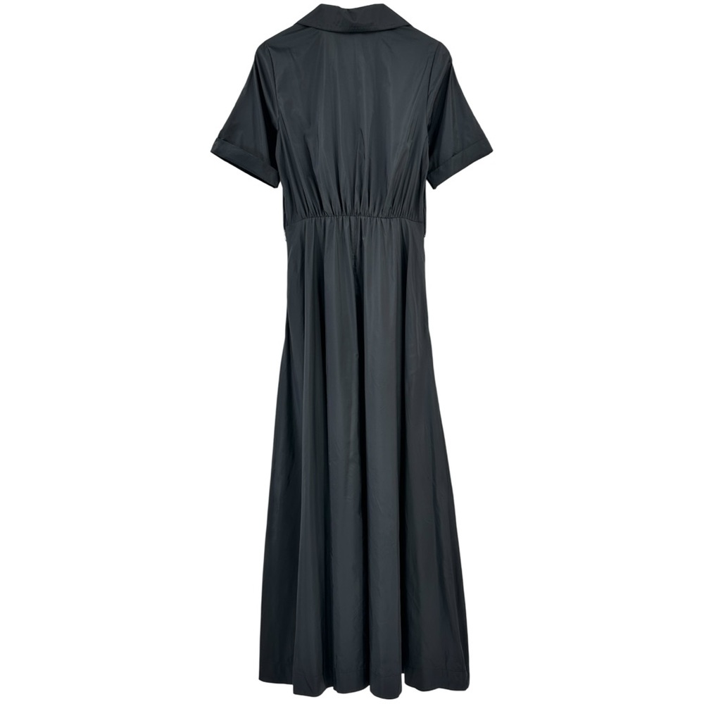 STAUD Millie Black Recycled Nylon Short Sleeve Maxi Shirt Dress Shirtdress sz 6 - Picture 5 of 14